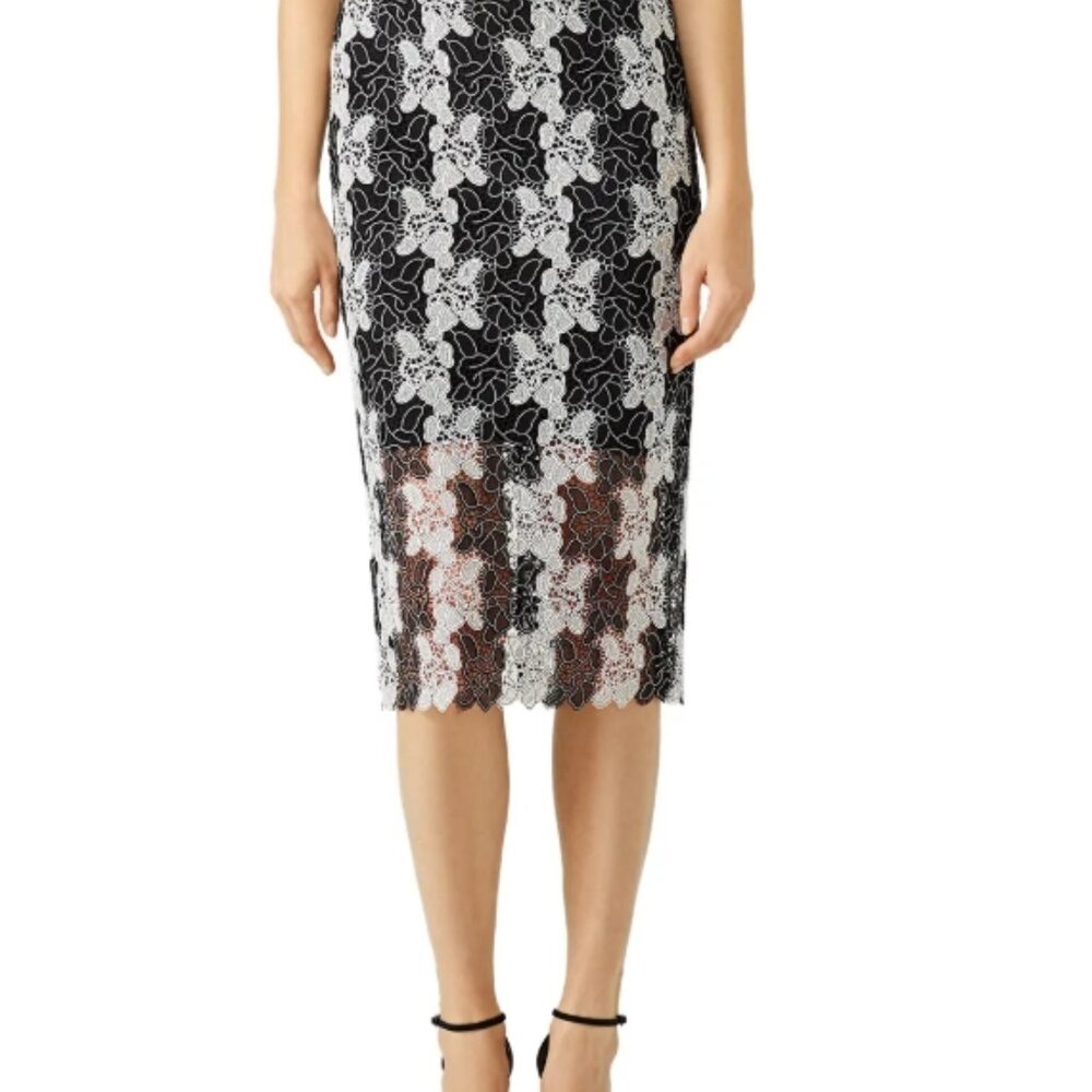 DVF Fall 2017 Ready-to-wear Collection Lace Black White Floral Midi Skirt M $328 - Picture 5 of 11